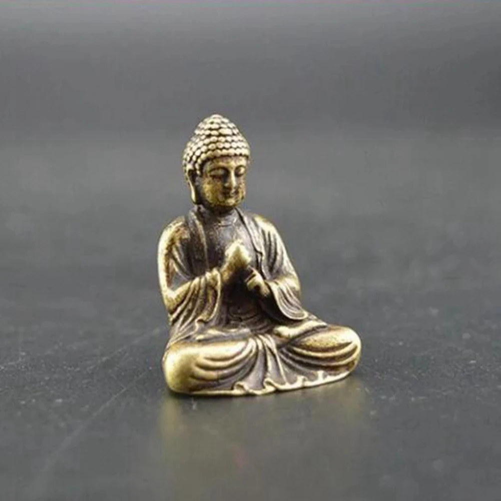 Mini estatua de Buda, estatua de bronce, budismo chino, cobre puro, estatua de Buda Sakyamuni