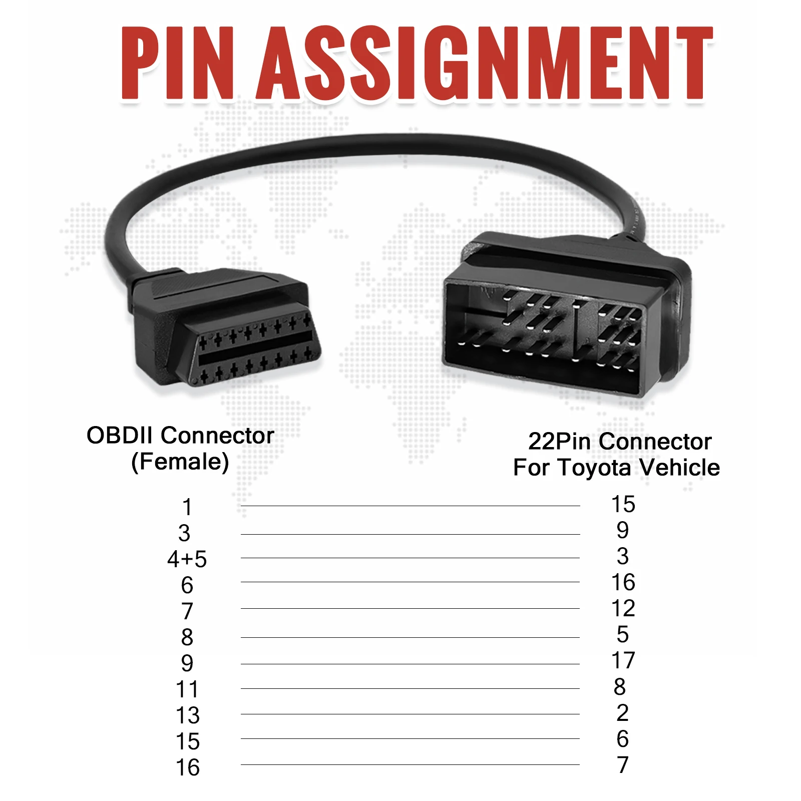 Für Toyota 22 Pin OBD Stecker OBD2 Diagnose Kabel 22 Pin zu 16 Pin OBD1 OBD2 Adapter für OBD2 Schnittstelle Scan Diagnose werkzeuge