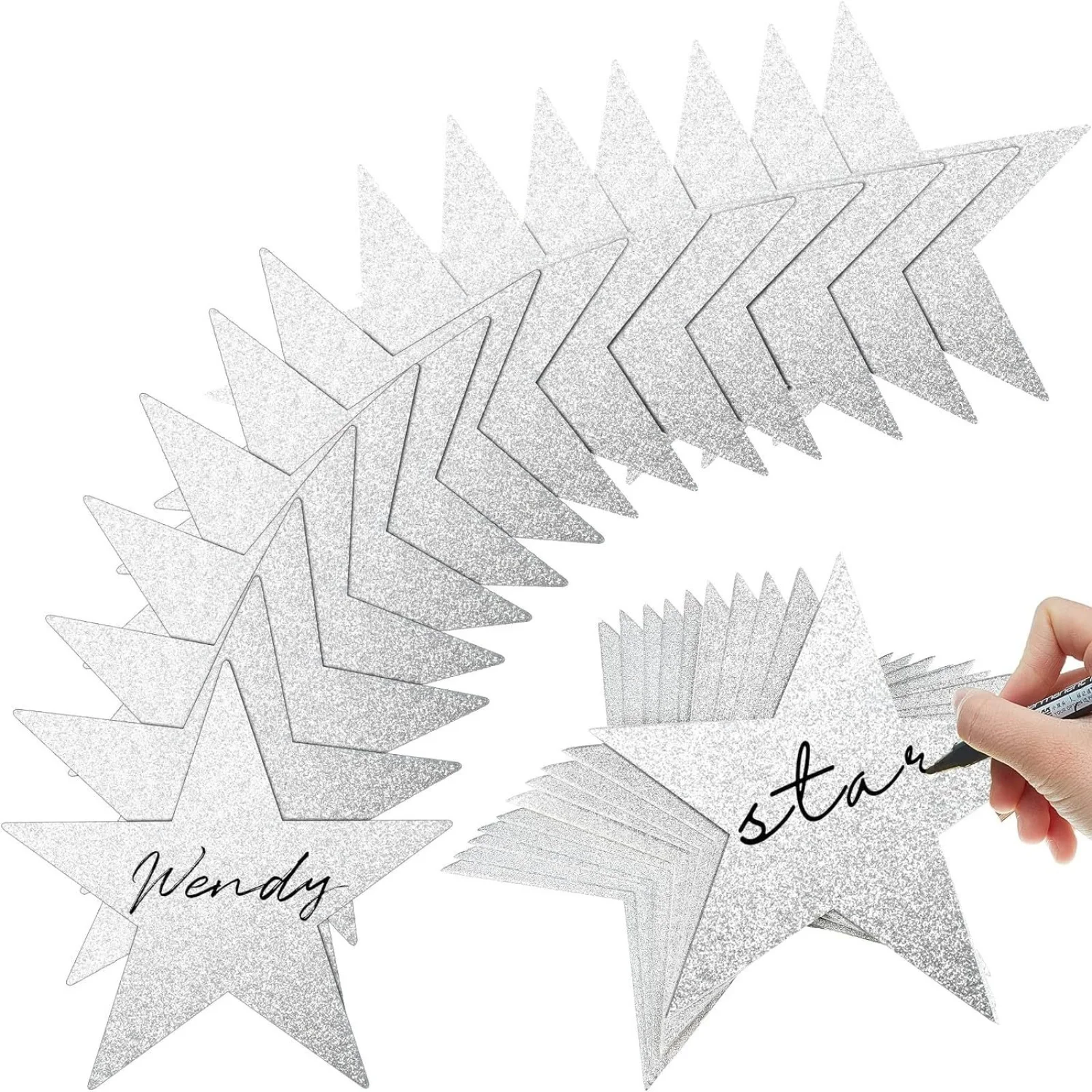 반짝이 별 컷아웃 양면 종이 별 장식 별 색종이 교실 벽 파티 용품