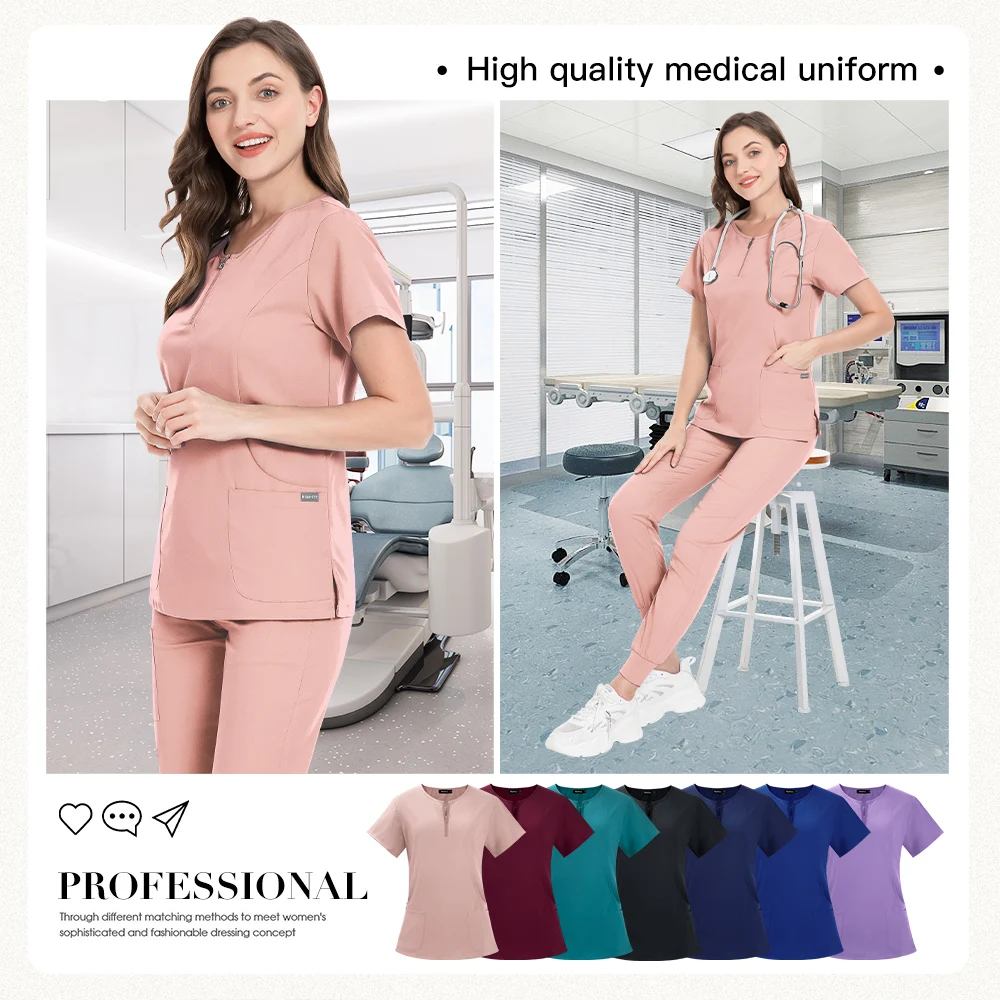 Elastic Surgical Suits for Women Beauty Salon Work Clothes Uniform Nursing Workwear Pharmacist Scrubs Uniforms Pet Vet Work Sets