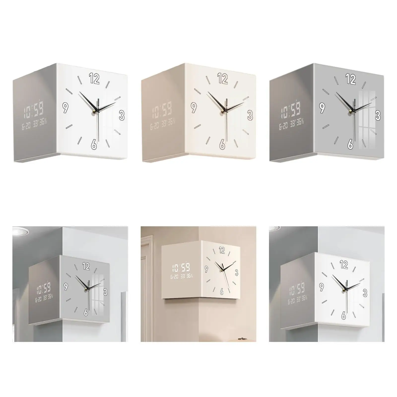

Corner Clock Ornament Outdoor Easy to Read Versatile Indoor Square for Classroom Patio Home Farmhouse Office