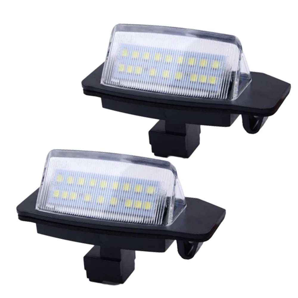 2Pcs Rear LED License Plate Lights For Mitsubishi Lancer/Mitsubishi Outlander Black Xenon White 6000K 2Pins ABS 12V DC Car Lamps