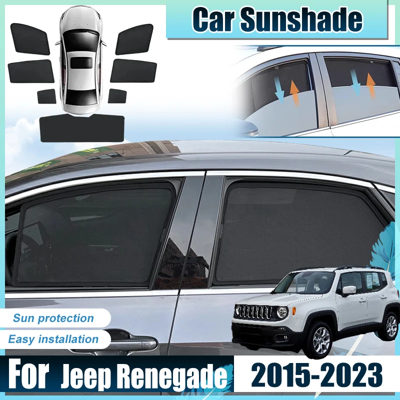 

For Jeep Renegade Accessories 2015-2023 Car Mesh Window SunShades Covers Anti UV Visors Heat light Shield Net Parasol Sun Baffle