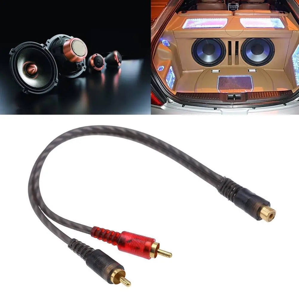 2 RCA to 1 RCA Splitter Cable Pure Copper 1 RCA Female to 2 RCA Male Adapter Y Splitter Cord for Car Audio System Subwoofer