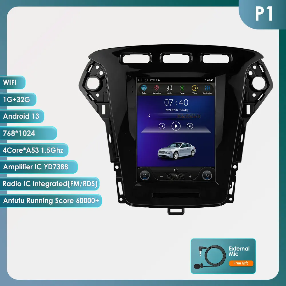 Hizpo 9.7 "Voor Tesla Stijl Autoradio Ford Mondeo Mk4 Galaxy Auto A/C 2011 2012 2013 Carplay Android Radionavigatie Gps-Speler