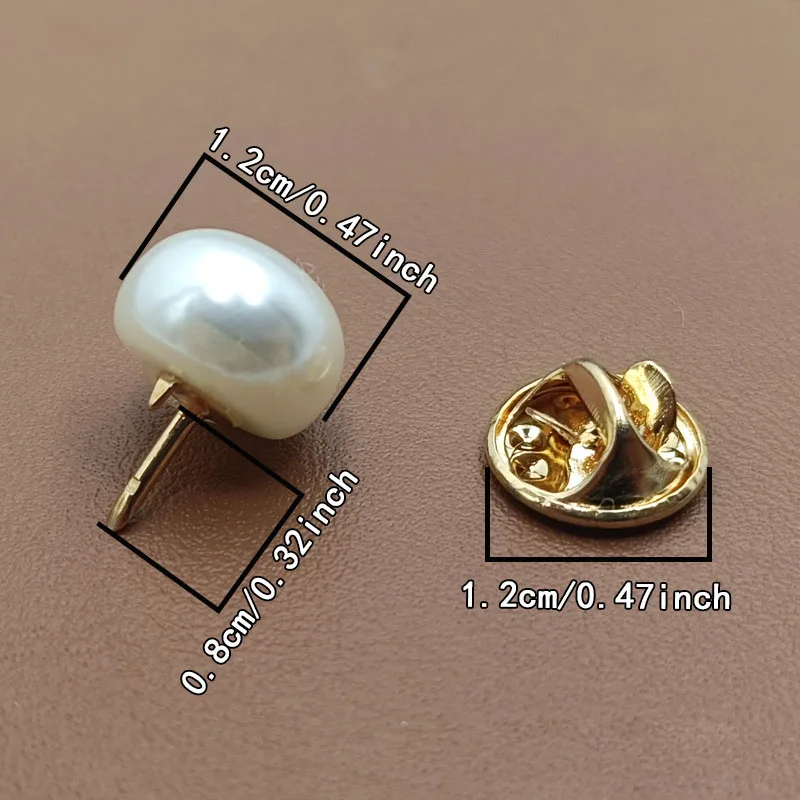6PCS Imitation Pearl Anti-Slip No-Sew Snap Buttons Decorative Pin Fasteners Plastic Imitation Pearl Half-Round Bead Buttons