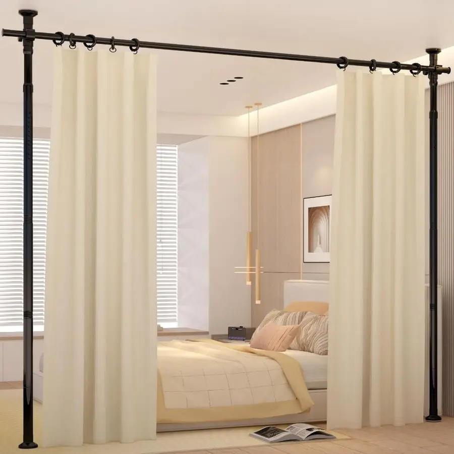 

Divider Curtain Rod, No Drilling Adjustable Space Partition, Heavy Duty Floor to Ceiling Tension Rod, 410ftH 2870inchW, Temporar