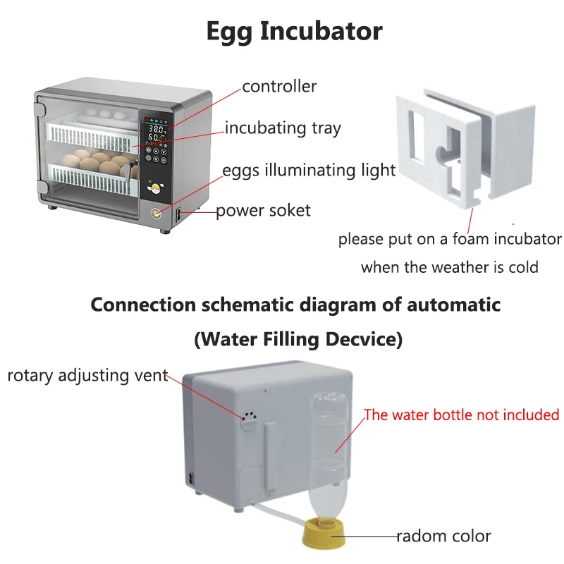 24 Eggs Automatic Turning Incubator Touch Screen Temperature Control Household Hatching Machine Chicken Duck Quail Birds Brooder