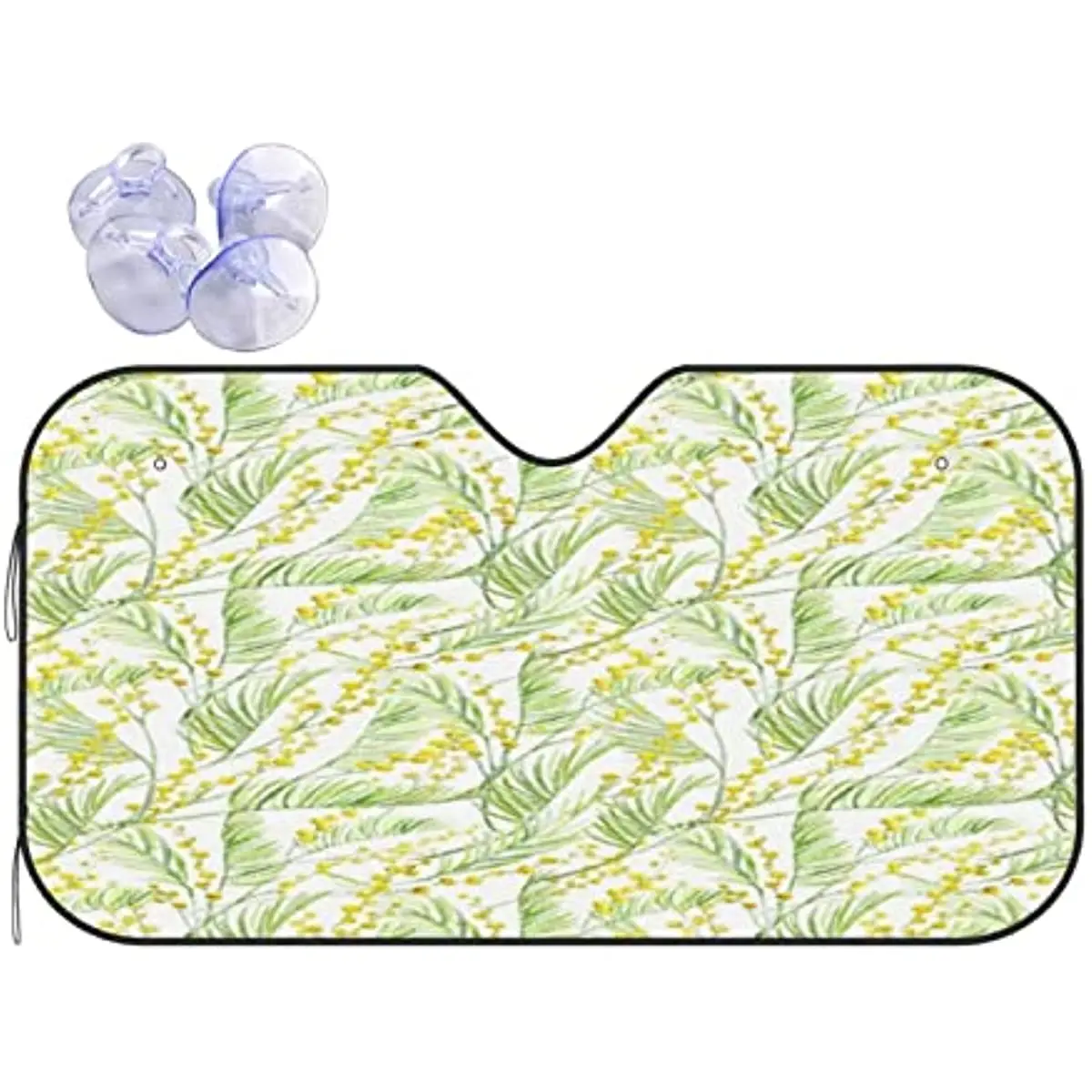 Car Windshield Sun Shade,Watercolor Mimosa Pattern Wild Spring Flower Print Car Sun Visor Protector Foldable Auto Front Window