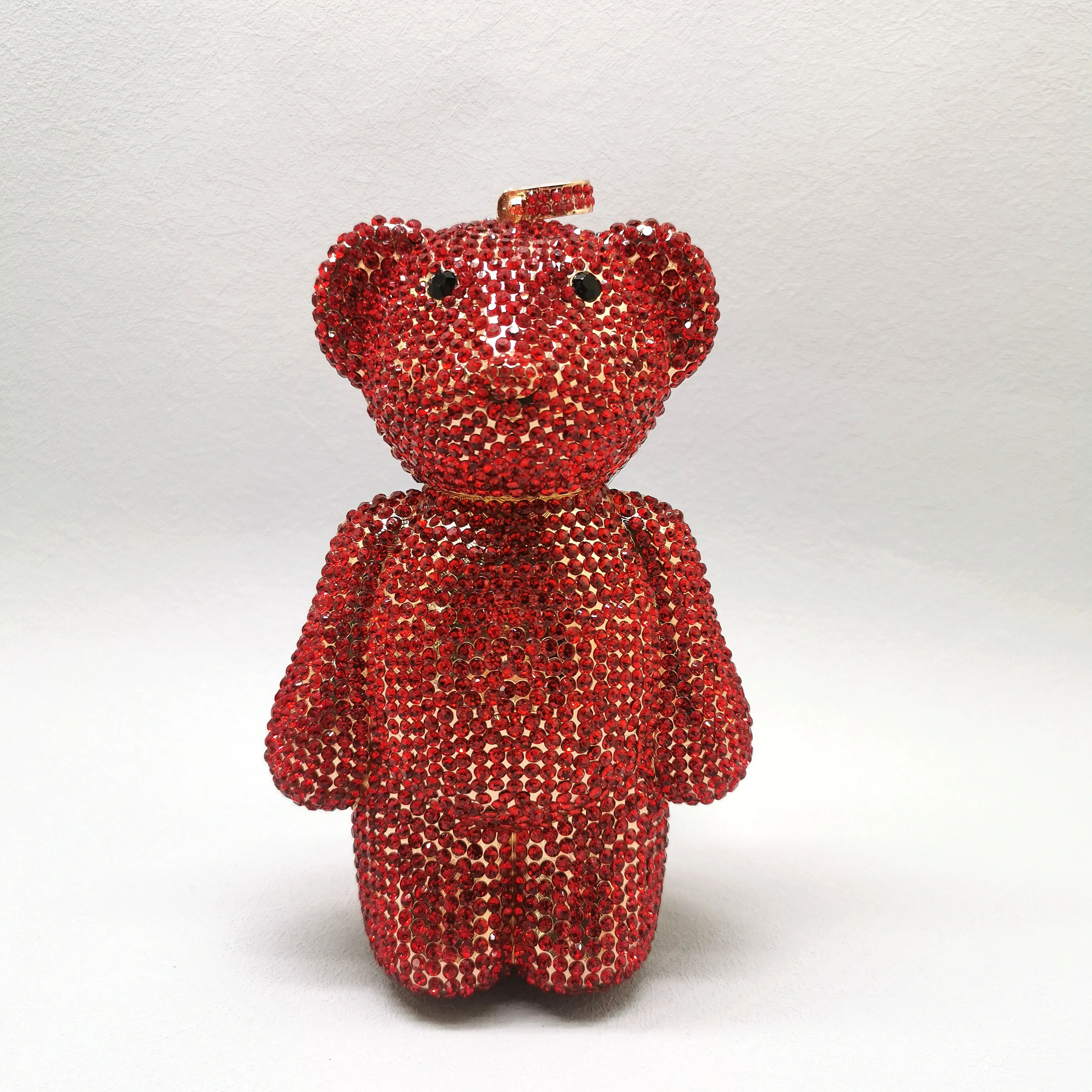 2023 oro/cristallo rosso Teddy Lady pochette da sera Cute Raccoon Bear Prom Purse Luxury Diamond Women Bride Bling Wedding Bags