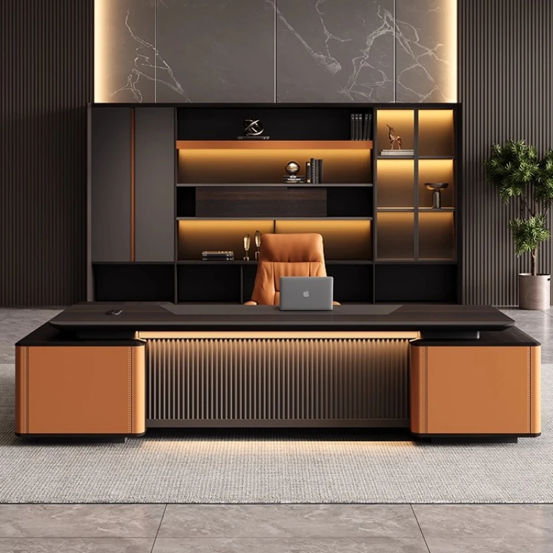 Italian Sedentary boss table light luxury high sense modern simple large class desk minimalist mesa para computador furniture