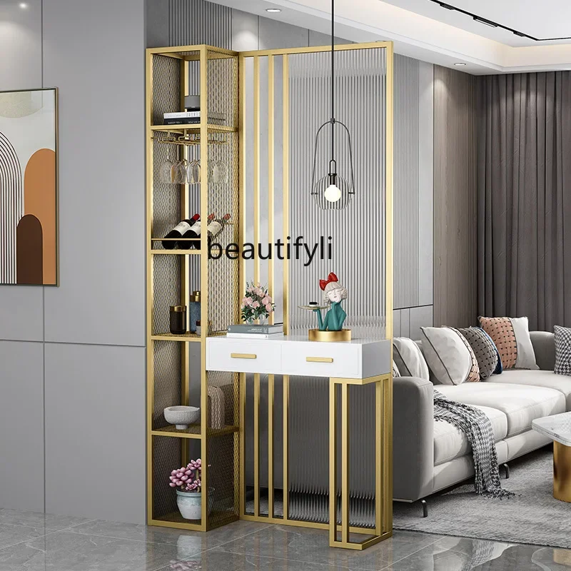 

Light luxury living room Changhong glass storage partition is simple, entrance decoration door screen with drawers6005