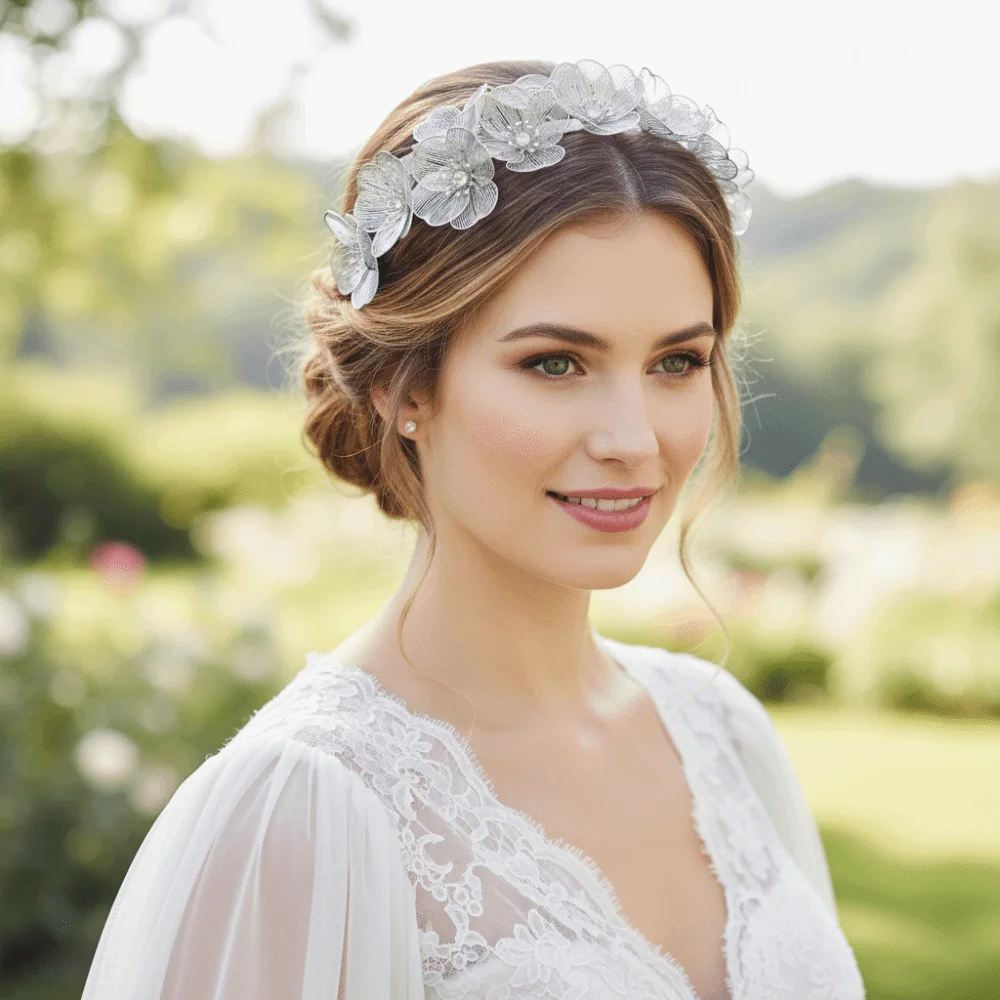 

Elegant Heavy Industry Flower Headband Party Headwear Gold Color Bridal Headband Jewelry Gift Flower Hair Bands Ball Party
