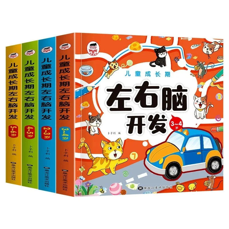 Children's Whole Brain Development Activity Books  2-3/3-4/4-5/5-6 Years Logical Thinking & Concentration Training Workbook