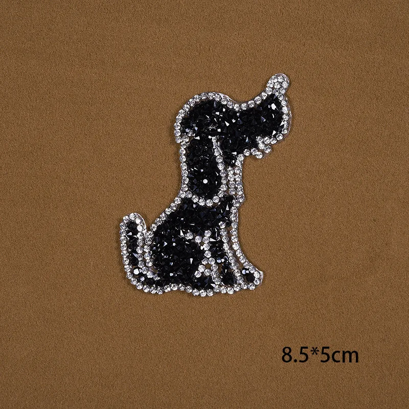 Rhinestone Dog Snowflake Iron On Patches For Clothing Appliques Diy Clothes Bag Sticker Badge Apparel Decoration