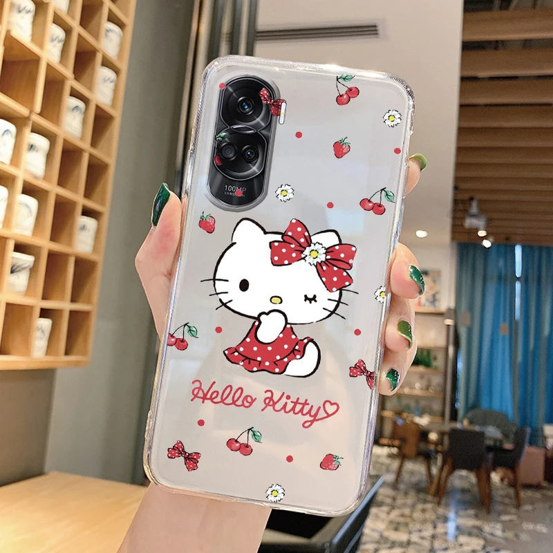 Etui na Honor 90 Lite Sanrio Lovely Cartoon Kuromi Melody Cover TPU Soft Clear Shell For Honor90 Lite Capa Kt Cat Bumper Cute