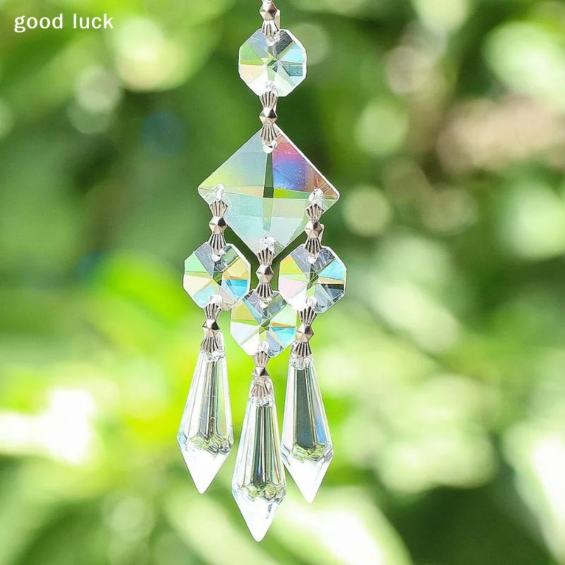 AnswerGorgeous Glass Crystal Prism Suncatcher Chandelier Parts Crystal Lucky Hanging Pendant Handmade Christmas Wedding Decor