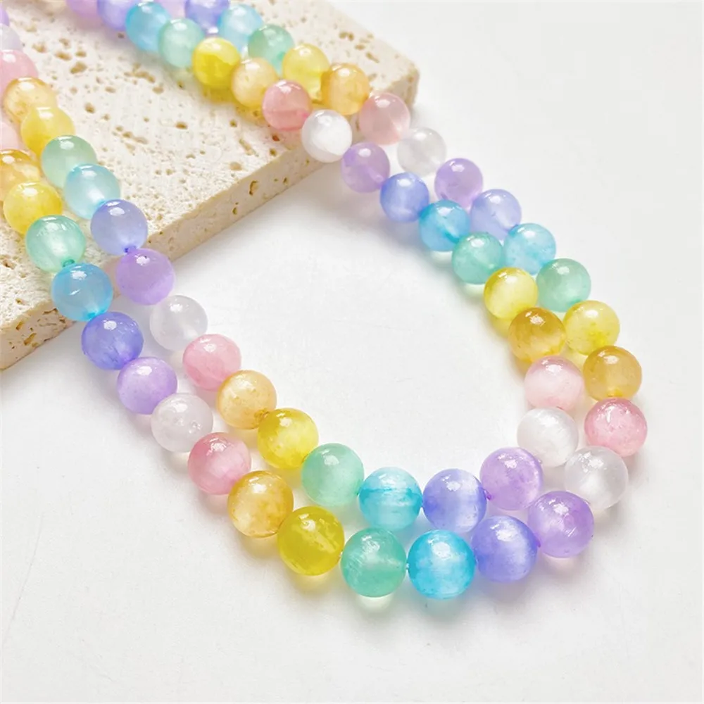 Natural Macaron, Multi-treasure Opal, Gypsum Stone, Round Beads, Loose Beads, DIY Dopamine Bracelet, Necklace, Beaded Material