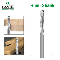 LAVIE 1PC 8mm Shank Flush Trim Solid Carbide Spiral Top Bearing CNC Router Bit UP-Cut End Mill Bit Face Wood Milling Cutter Z08