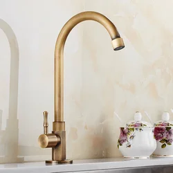 High Quality Faucet Brass Classic Only Cold Water Kitchen Sink Faucet Gooseneck Single Lever Outdoor Tap Bronze Brushed Finish