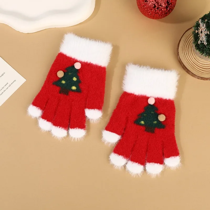 Anime Cute Christmas Gloves for Boys Girls Cartoon Fashion Touchscreen Split Finger Gloves Children Winter Outdoor Warm Mittens