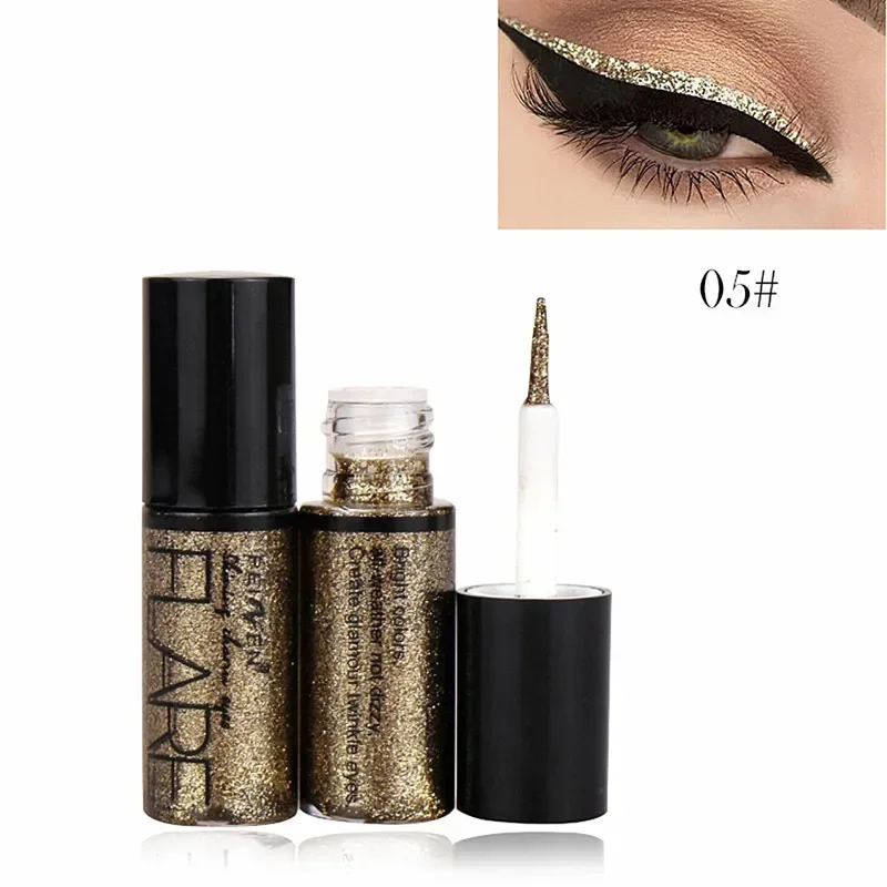 Heallor Professional New Shiny Eye Liners Cosmetics for Women Pigment Silver Rose Gold Color Liquid Glitter Eyeliner Makeup Beau