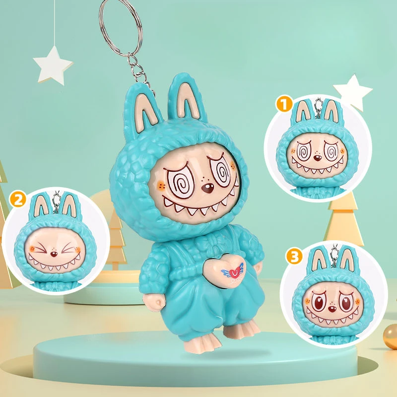 Labubu face-changing doll cartoon cute figure keychain kawaii pendant accessories interesting children's toys ornaments gifts