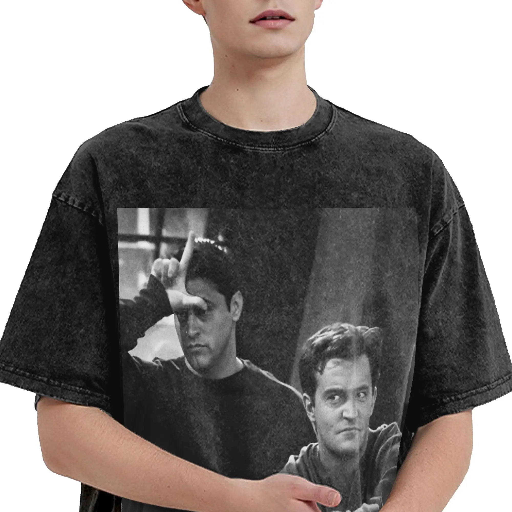 Friends Joey And Chandler Tv Show Washed T Shirts Streetwear Hip Hop Novelty T-Shirts  Tees Tops Men Women Harajuku Graphic