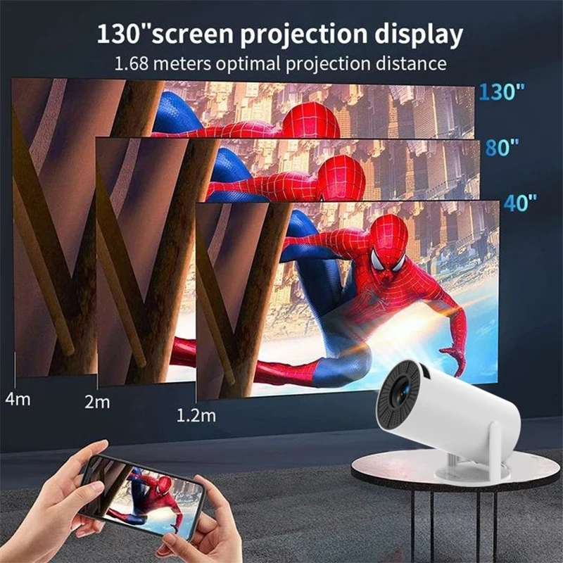 HY300 Portable Projector 1080P Android Home Projector,BT5.0 1280*720P Home Cinema Outdoor Projet Home Cinema