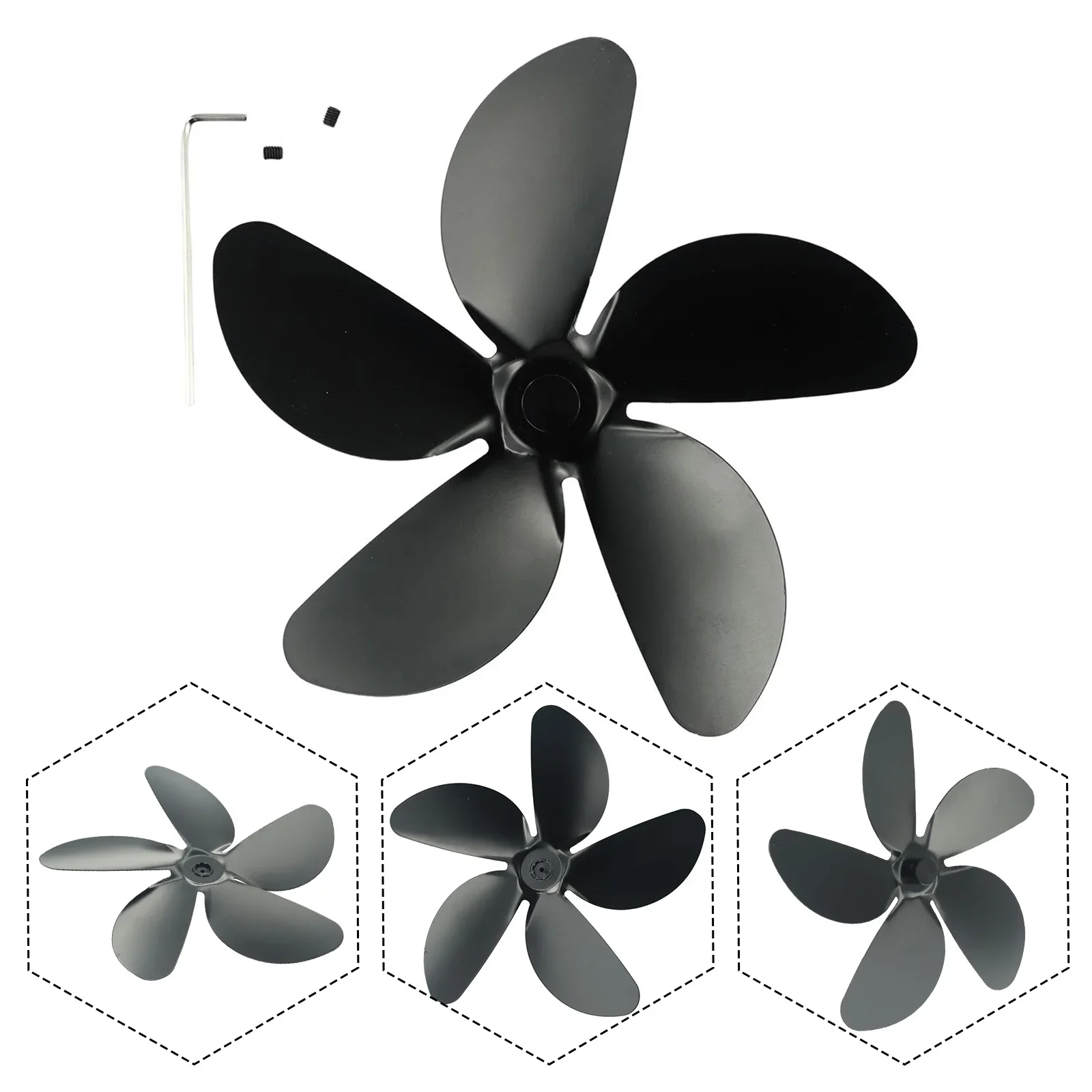 

5-Blade Aluminum Alloy Fireplace Fan Blade Powered Stove Fan Blade Accessories Stove Fan Heat Powered Fire Place Fan