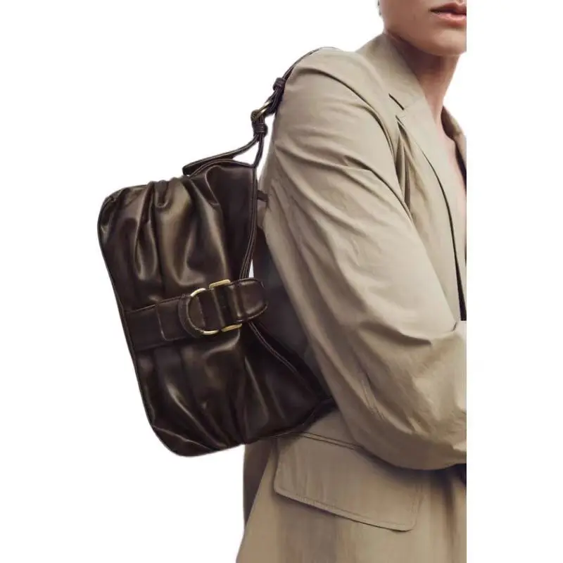 

Модная сумка через плечо с рюшами из мягкой искусственной кожи, женские дизайнерские сумки высокого качества, сумки подмышки для женщин, 2024, квадратные кошельки для телефонов