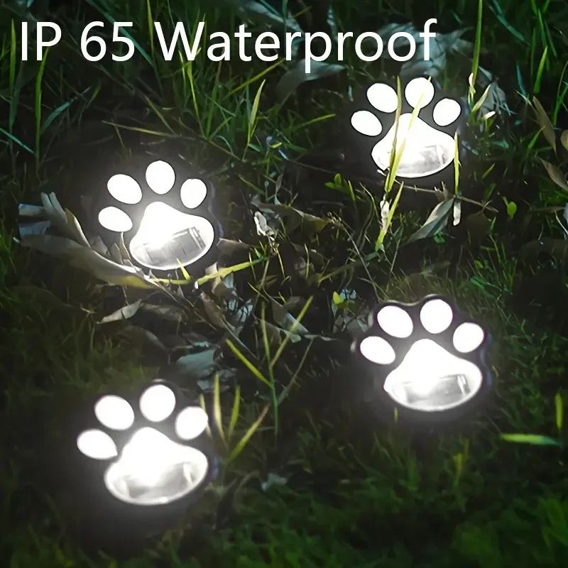 LED Solar Light Outdoor Waterproof Path Lawn Lamp Solar Cat Paw Print Underground Lights  for Home Garden Lawn Yard Decoration