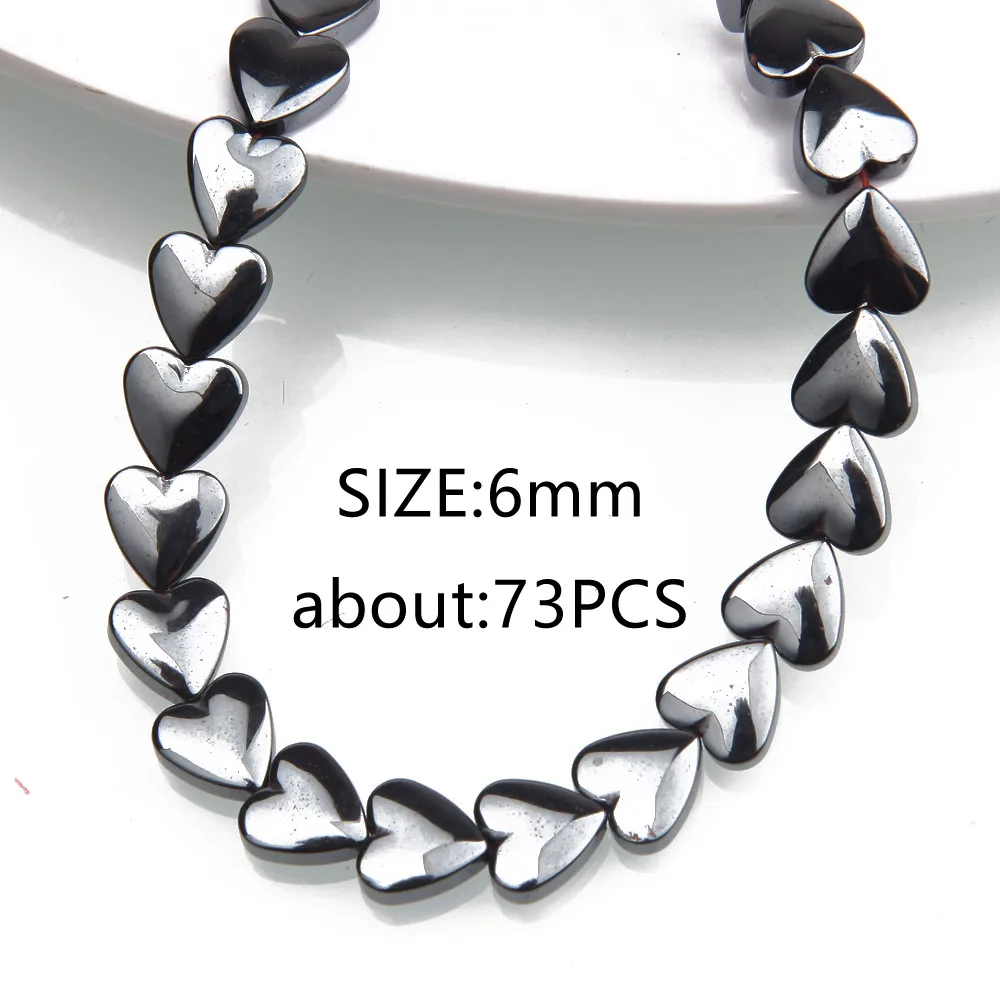 Hematite Stone Heart Beads Charms for Jewelry Making Bracelet Necklace Diy Drop Earrings Supplies Accessories 6/8mm