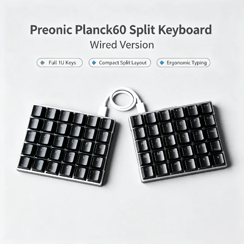 X.tip Preonic Planck60 Wired Split Mechanical Keyboard Kit Aluminum Bottom Qmk/vial Hot Pluggable 5x6 All 1u Orthogonal Keyboard