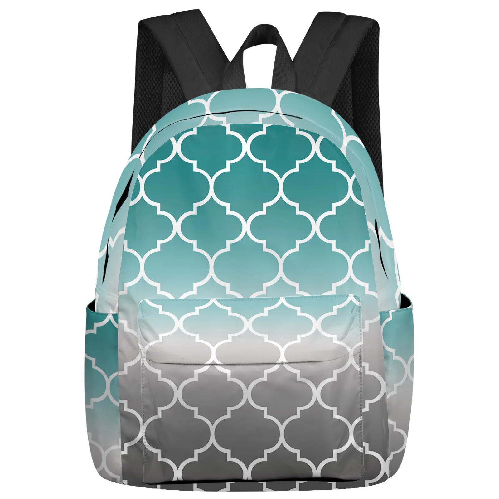 

Moroccan Turquoise Gray Gradient Backpacks Teenagers Student School Bags Laptop Backpack Men Women Female Travel Mochila