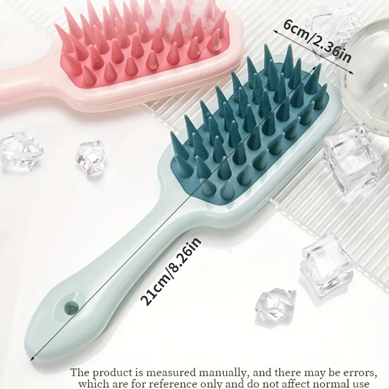 1PCS Silicone Shampoo Brush with ABS Plastic Handle Scalp Massage Hair Washing Comb Extended Plastic Comb for Normal Hair Care