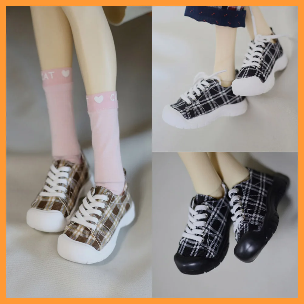 [High Quality] 1/3 1/4 BJD Dolls Plaid Soft Sole Casual Shoes Canvas Sneakers Model for ID75 POPO68 Uncle SD10 Action Figure Toy