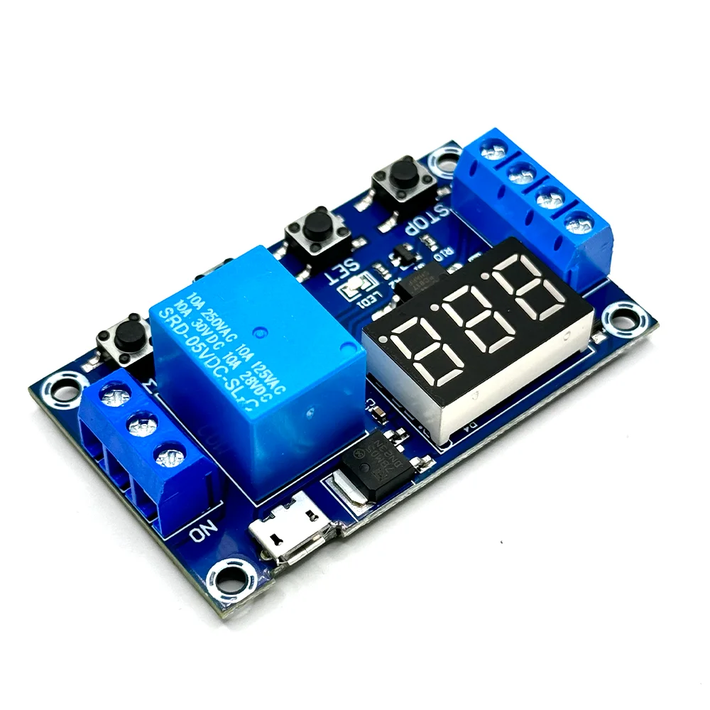 1 Channel 5V Relay 6-30V Relay Module OFF/ON Switch Trigger Time Delay Circuit Timer Cycle 999 minutes Adjustable XY-J02