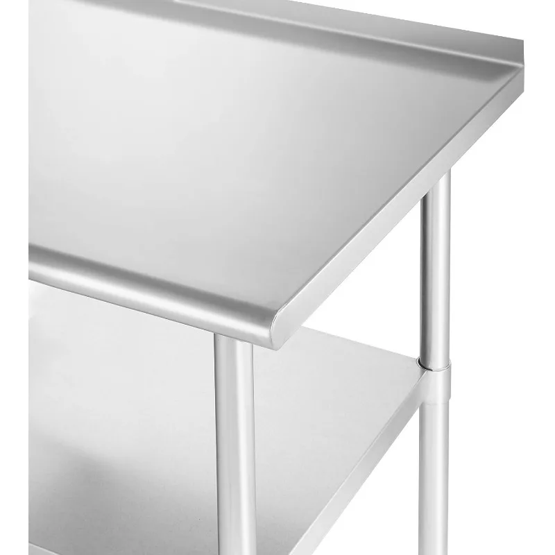 Table de préparation de cuisine en acier inoxydable, 48x24 amaran avec dosseret et sous étagère, table de travail commerciale NSF pour restaurant