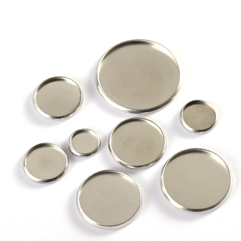 20pcs Stainless Steel Round Cameo Base Blank Bezel Tray Fit 18/20/25/30mm Cabochon for Jewelry Pendant Charms Making DIY