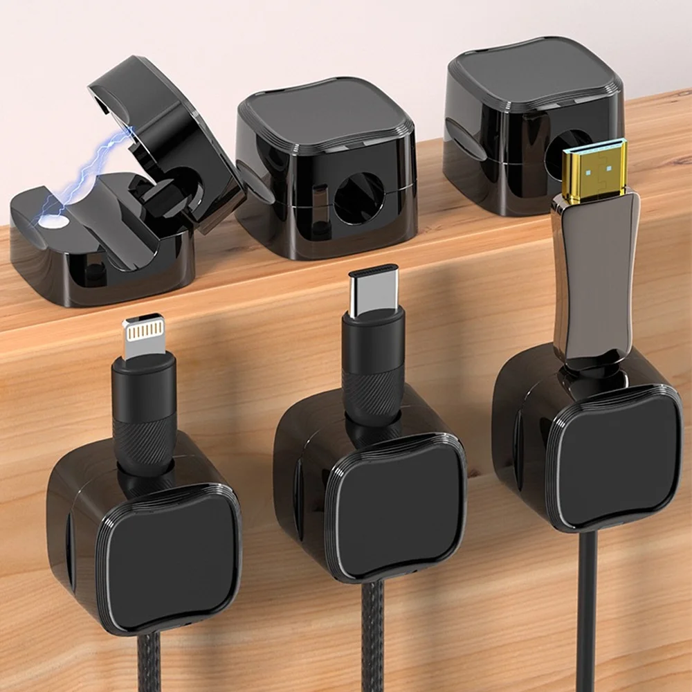 

Wire Storage Box Cable Holder Self-adhesive Magnetic Cord Clip Under-desk Cable Management Fixations Adjustable Cord Clamp Clips