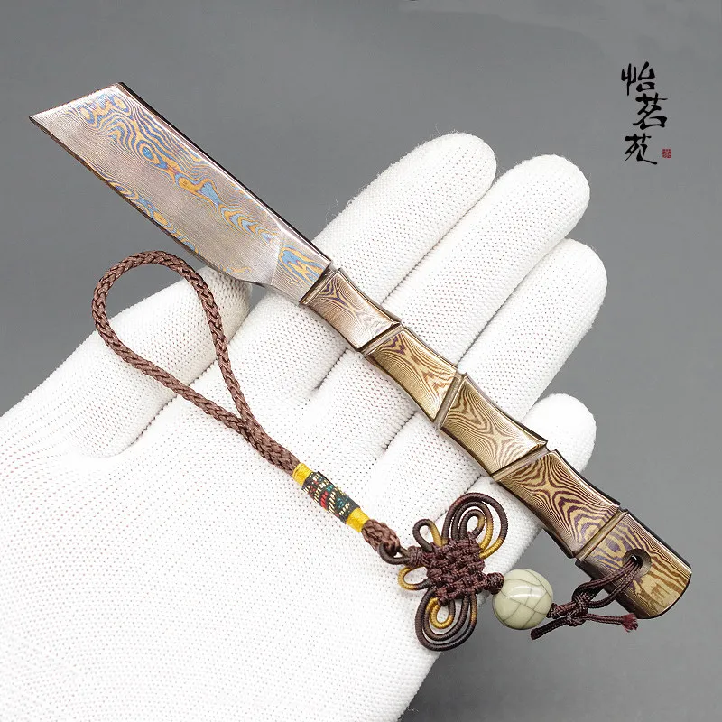 

Нож для чая Пуэр из дамасской стали с бамбуковыми ручками Longquan, ручной работы, для разделки чая, специальный инструмент для нарезки чая