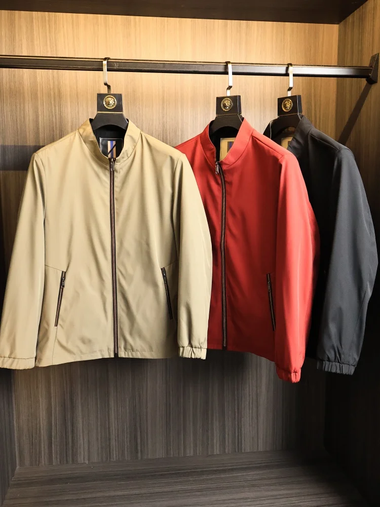 

Men's Spring Commuter 40D Woven Waterproof Jacket Stand Collar 3D Fashionable Casual Polyester Fiber Standard Fit Urban Style