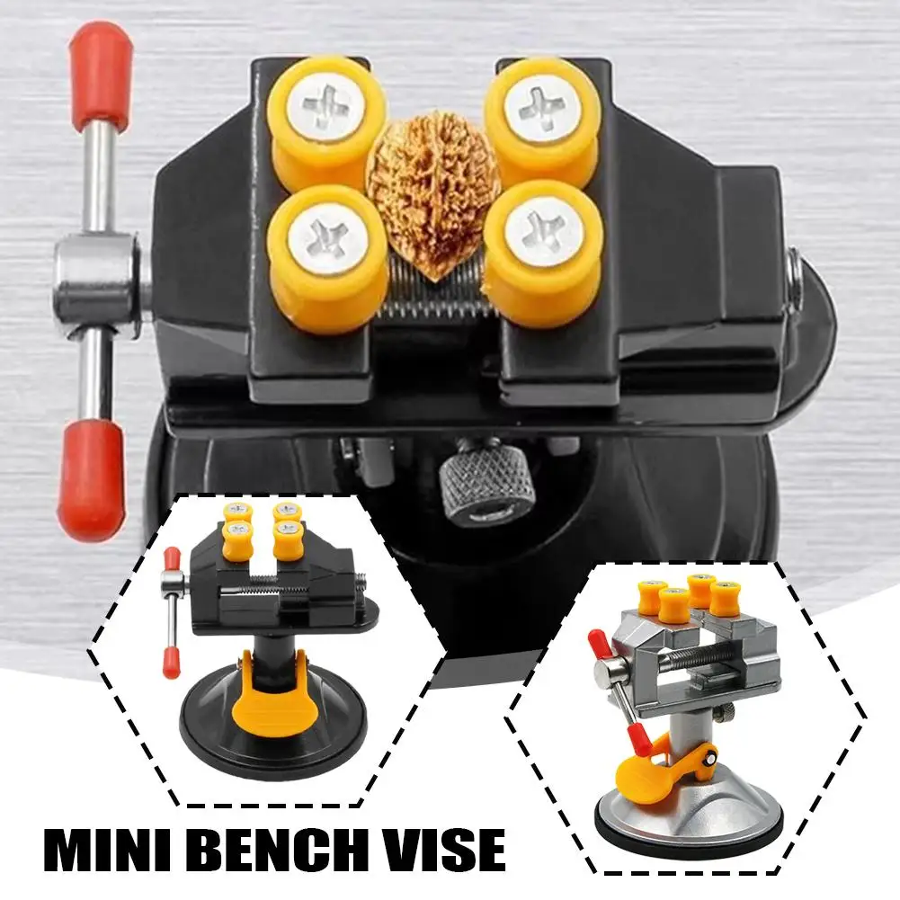 Mini Adjustable Fixed Electric Small Table Bench Vise 360 ° Hand Suction Drill Frame Rotatable Rotary Grinder Cup Fixed D7J0