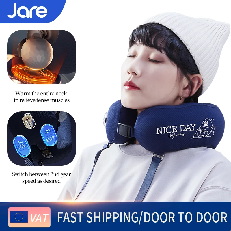 Jare-QQ903 5D U Shape Shiatsu Kneading Neck Massage Shawl Travel Cervical Pillow Heating Relieve Fatigue Relaxation Neck Shoulde