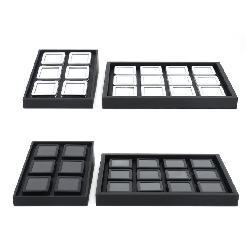 Gem Stone Diamond Display Storage Tray with Top Glass Transparent Box Loose Diamond Jewelry Gems Jar Beads Organizer Container