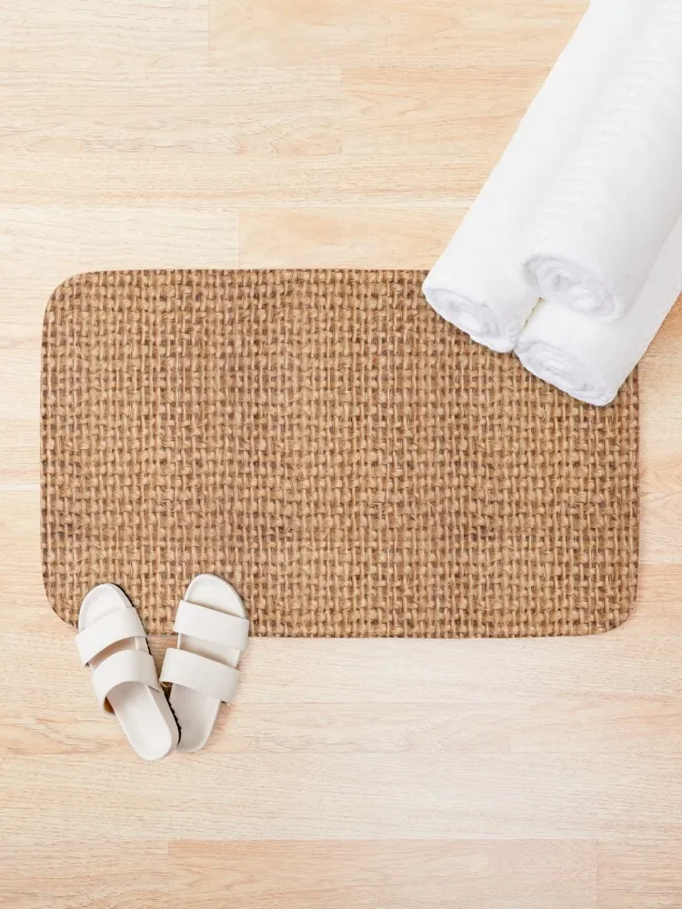 Burlap Sackcloth Closeup Texture Bath Mat Modern Bathroom Accessories Anti-Slip Carpet External Entrance Doormat Mat