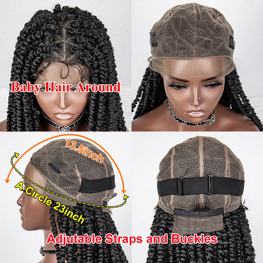 Synthetic Full Lace Front Wigs 40 Inches Braided Wigs for Black Women Knotless Box Braded Wigs Synthetic Full Lace Front Wigs