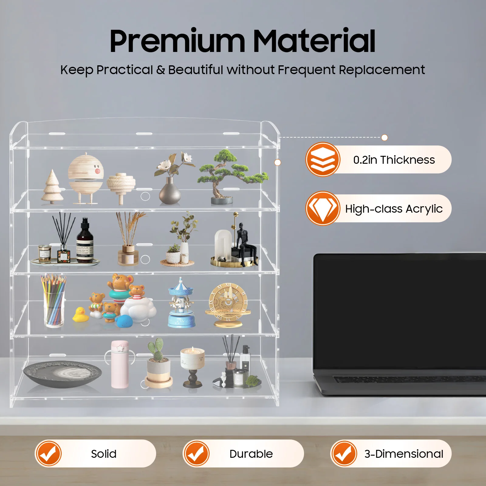 

4-Tier Retail Display Counter, Large Clear Acrylic Display Rack, Bakery Pastry Display Case, Collectibles Organizer Cabinet