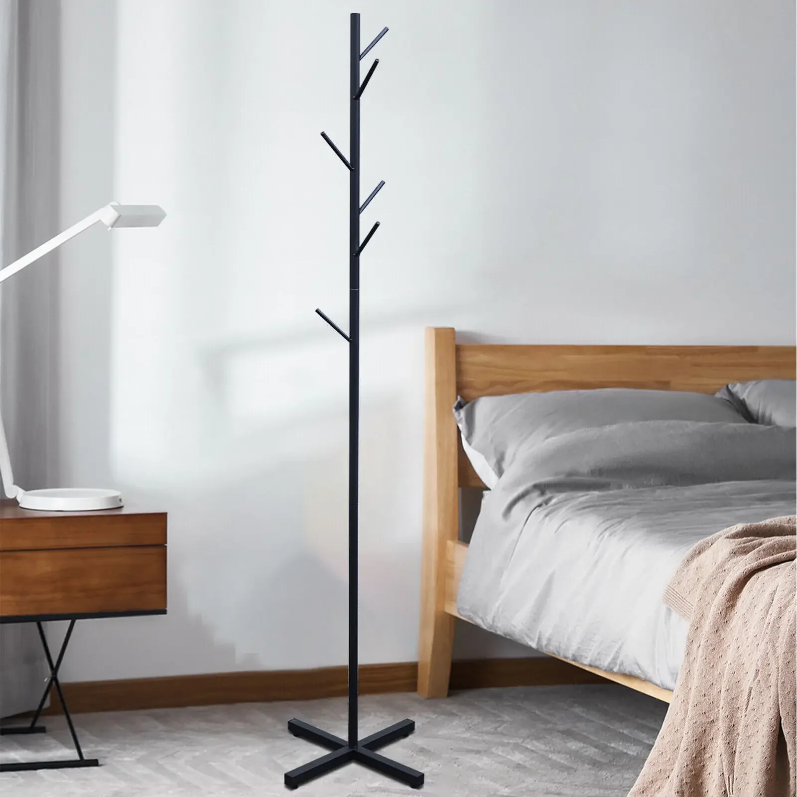 

7-Hook Metal Coat Rack – Hat Stand, Clothes Hanger & Umbrella Holder Organizer